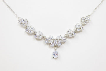 Cubic Zirconia Minimalist Diamond/Crystal Necklace, Bridal Necklace Set, Bridal Jewelry, Statement Necklace